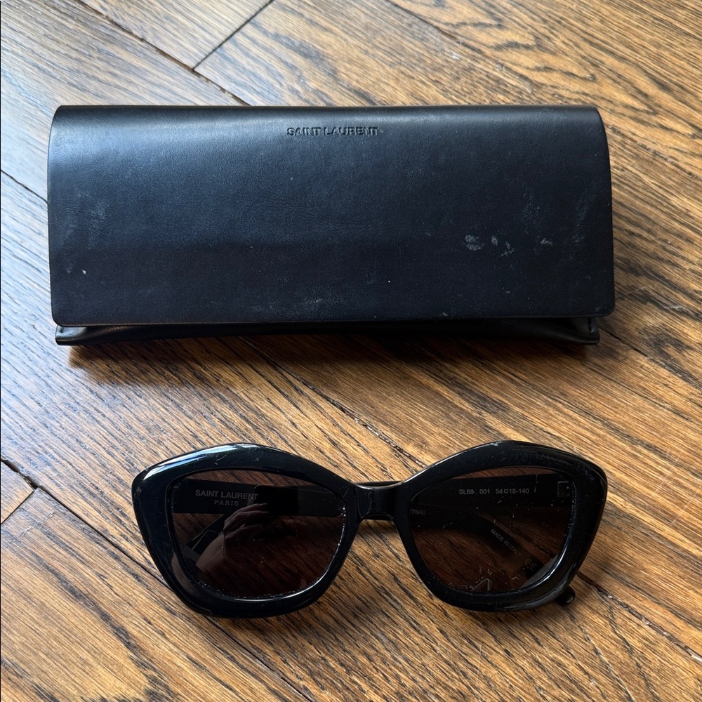 Authentic Saint Laurent SL68 001 Black Sunglasses with Original Leather Case
